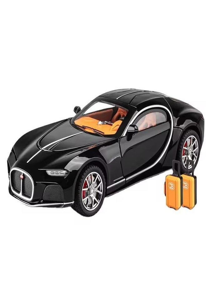 KENIRY Scale Exclusive Alloy Metal Pull Back Die-cast Car Model with Sound Light Mini Auto Toy for Kids Metal Model Toy Car with Sound and Light (1.24 Scale -BUGGATI Atlantic-Black) - Image 1